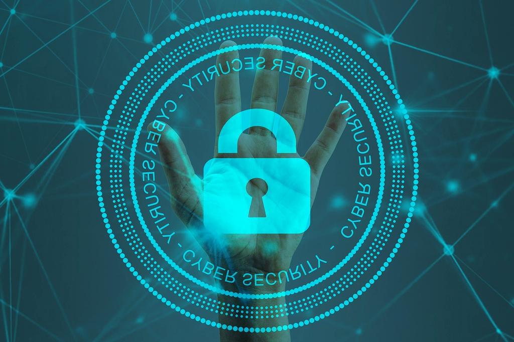 Cybersecurity lock on digital screen